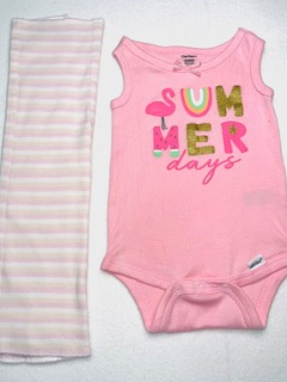 Gerber Girl’s 3-4m Onesie, Pink + Pink/White Burt's Bees Baby Cloth